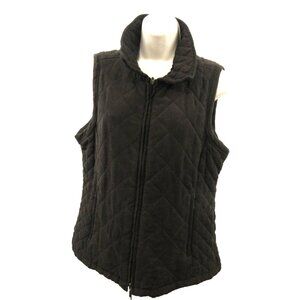 Croft & Barrow Quilted Brown Vest Size Medium Dual Front Zipper Two Zip Pockets
